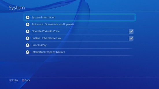 PS4 System Information