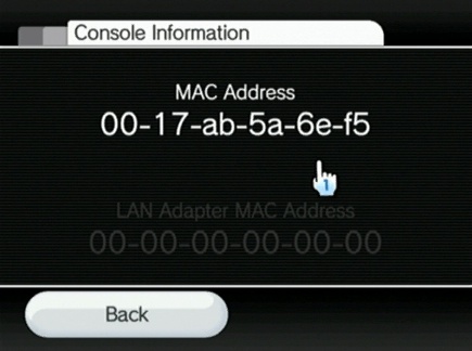 Display of MAC Address